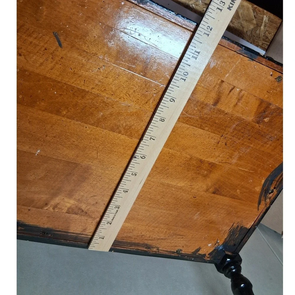 Vintage Black Wooden Spindle Magazine Rack Floor Stand Turned Wood Handle 17x12